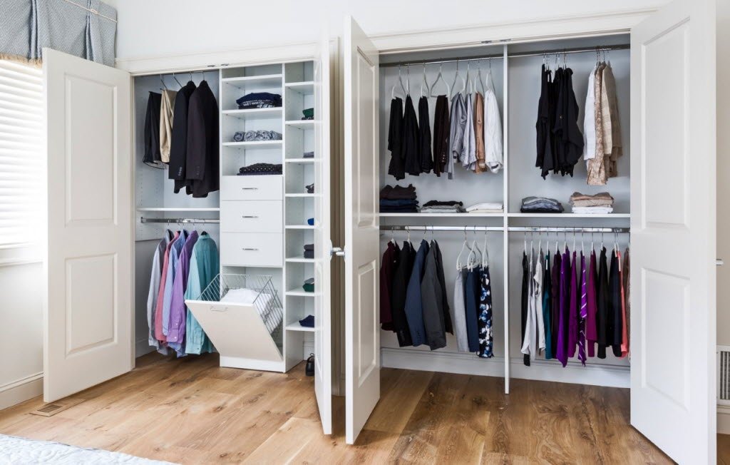 double closets, closet storage
